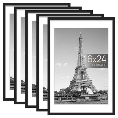 Picture Frame Set of 5, Display Pictures with Mat Without Mat, Wall Gallery Photo Frames