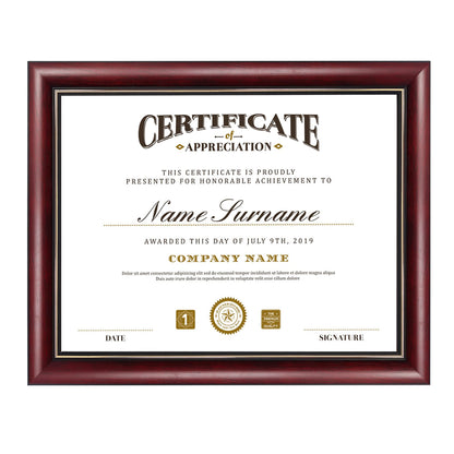 11x14 Diploma Frame 15x18 Certificate without Mat, Solid Wood & UV Protection Acrylic, Cherry Finish