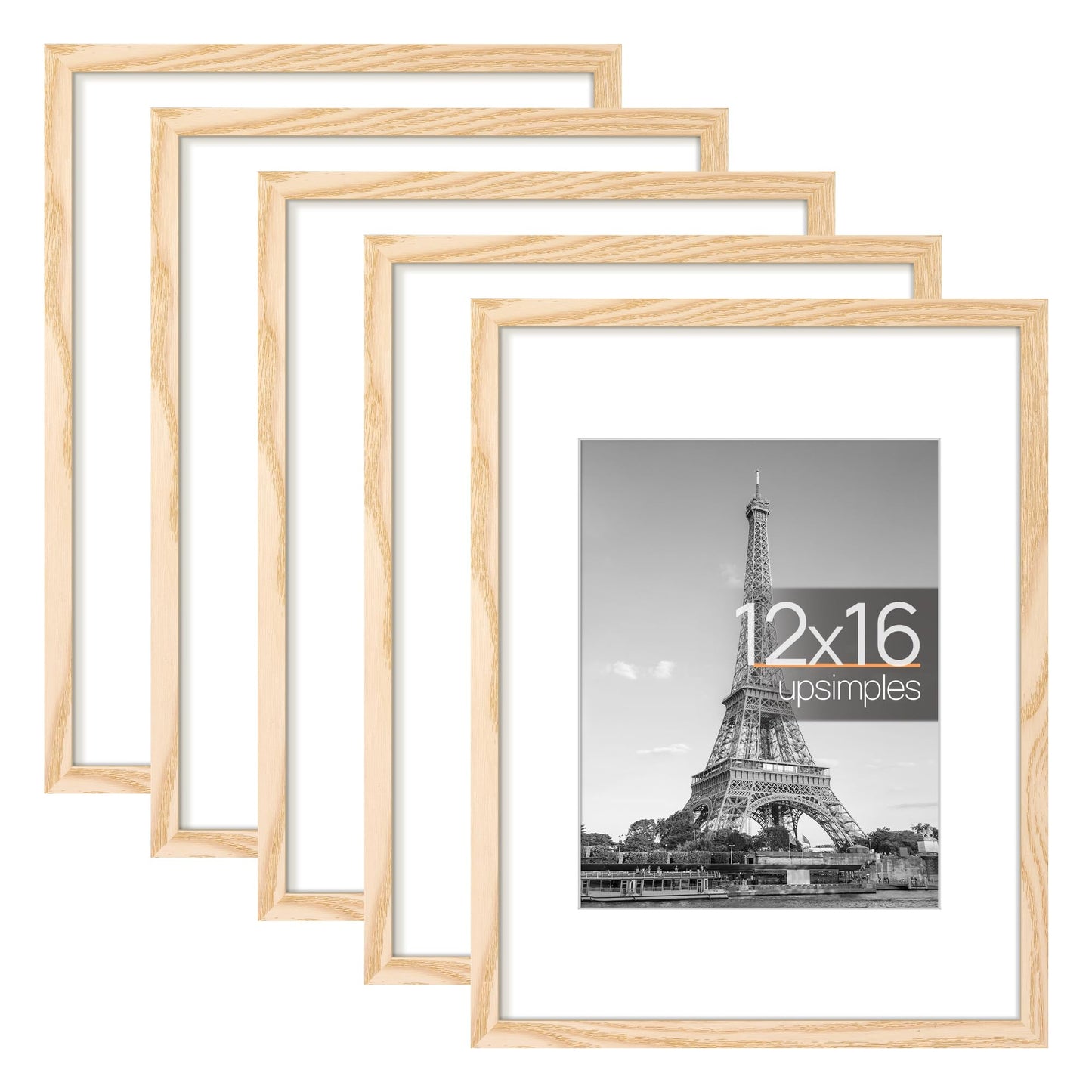 Picture Frame Set of 5, Display Pictures with Mat Without Mat, Wall Gallery Photo Frames