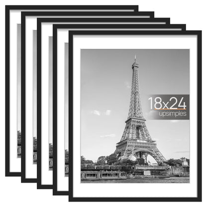 Picture Frame Set of 5, Display Pictures with Mat Without Mat, Wall Gallery Photo Frames