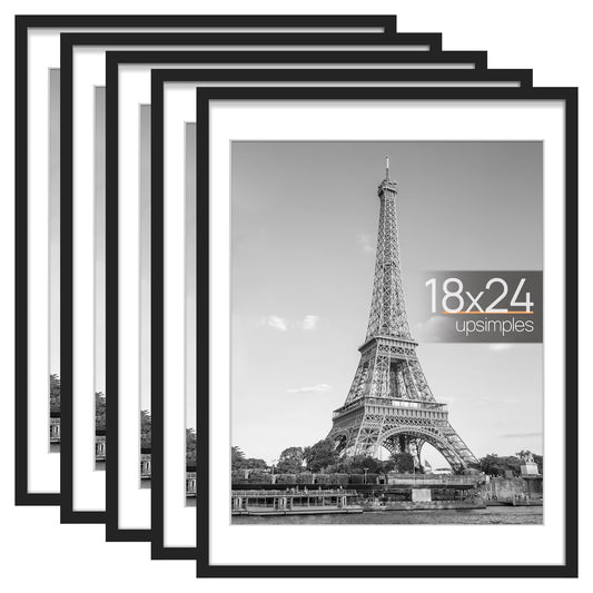 Picture Frame Set of 5, Display Pictures with Mat Without Mat, Wall Gallery Photo Frames