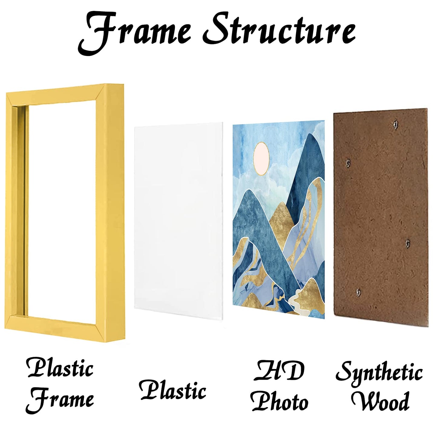 Picture Frame for Photo Poster Canvas Certificate Document Display Horizontally or Vertically High Transparent Wall Gallery