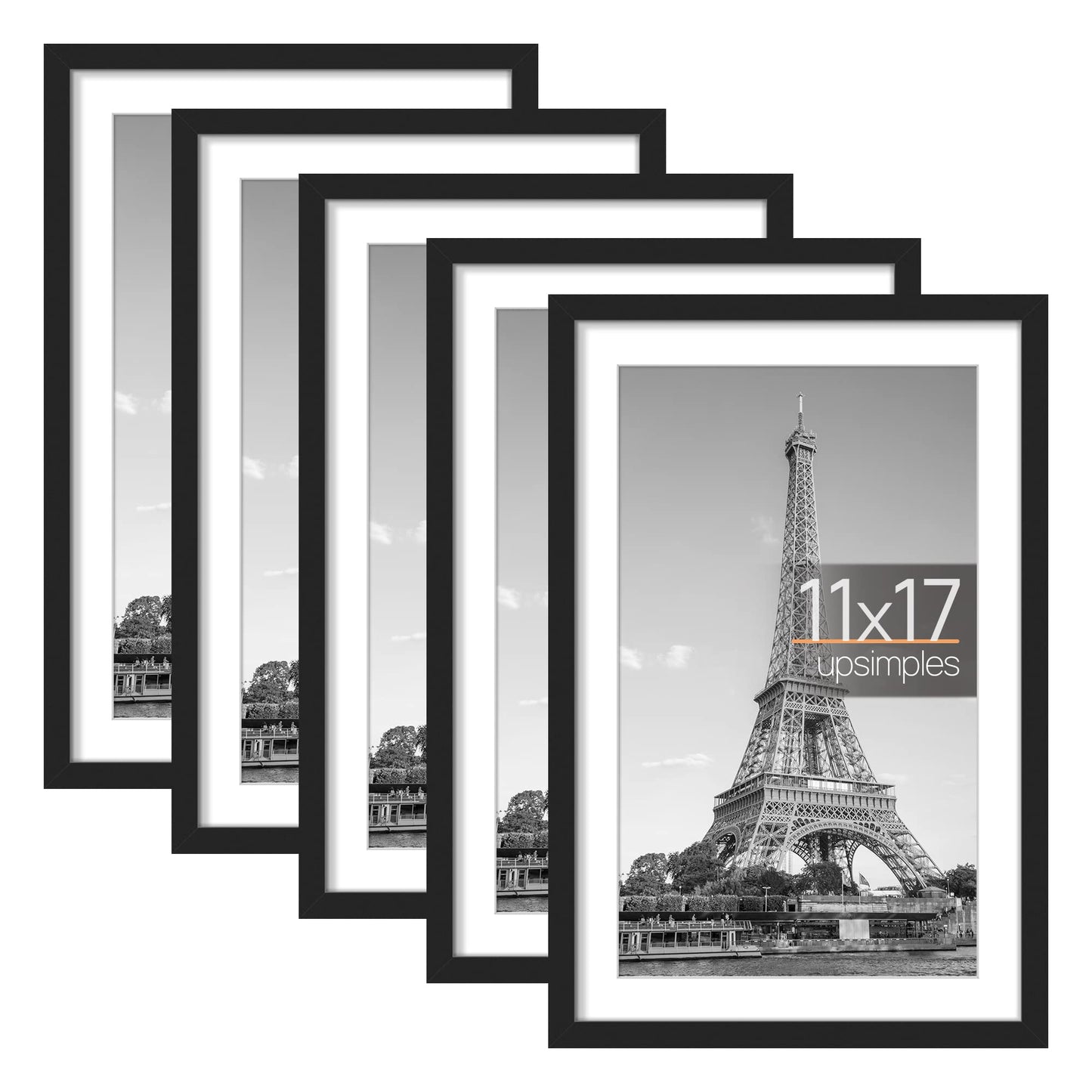 Picture Frame Set of 5, Display Pictures with Mat Without Mat, Wall Gallery Photo Frames