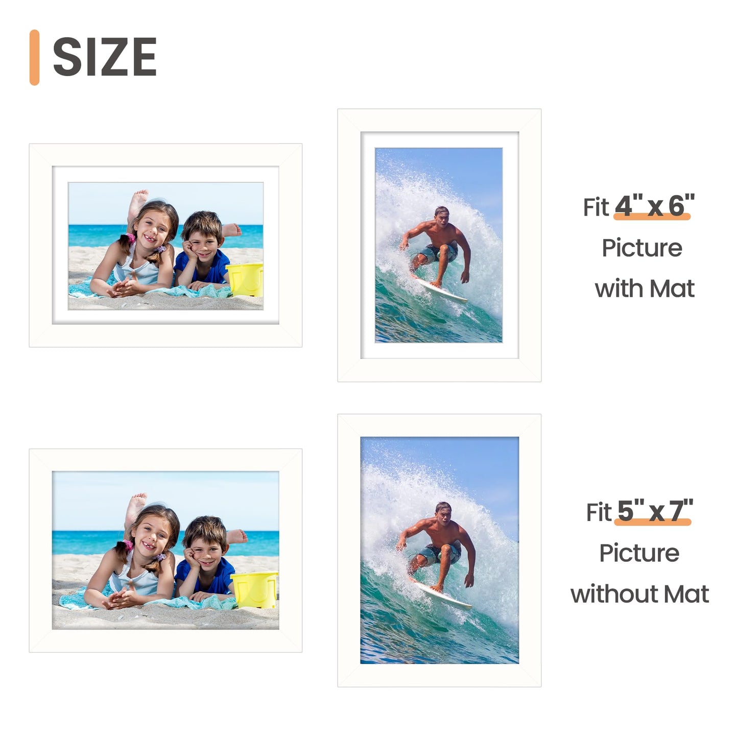 Picture Frame, Display Pictures with Mat or Without Mat, Wall Hanging Photo Frame