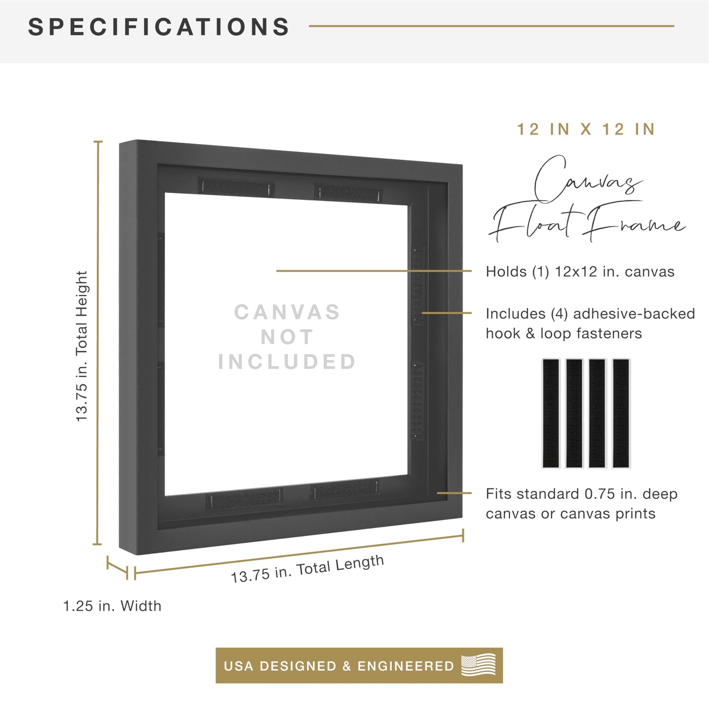 Floating Canvas Frame, Art Frames for Canvas Paintings with Adhesive Fasteners and Hanging Hardware