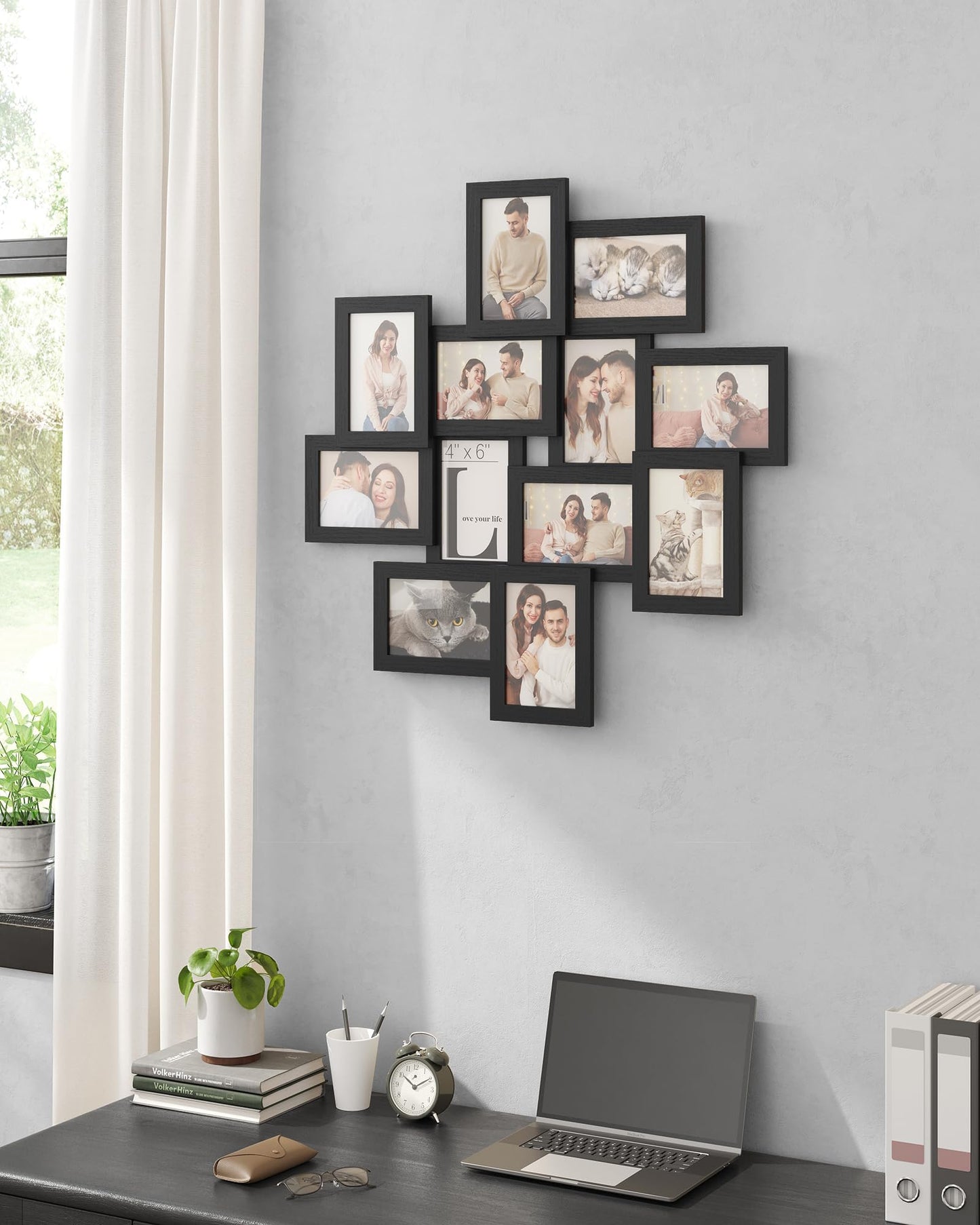 4x6 Collage Picture Frames, 12-Pack Picture Frames Collage for Wall Decor, Rustic Brown Photo Collage Frame, Multi Picture Frame Set with Glass Front, Assembly Required