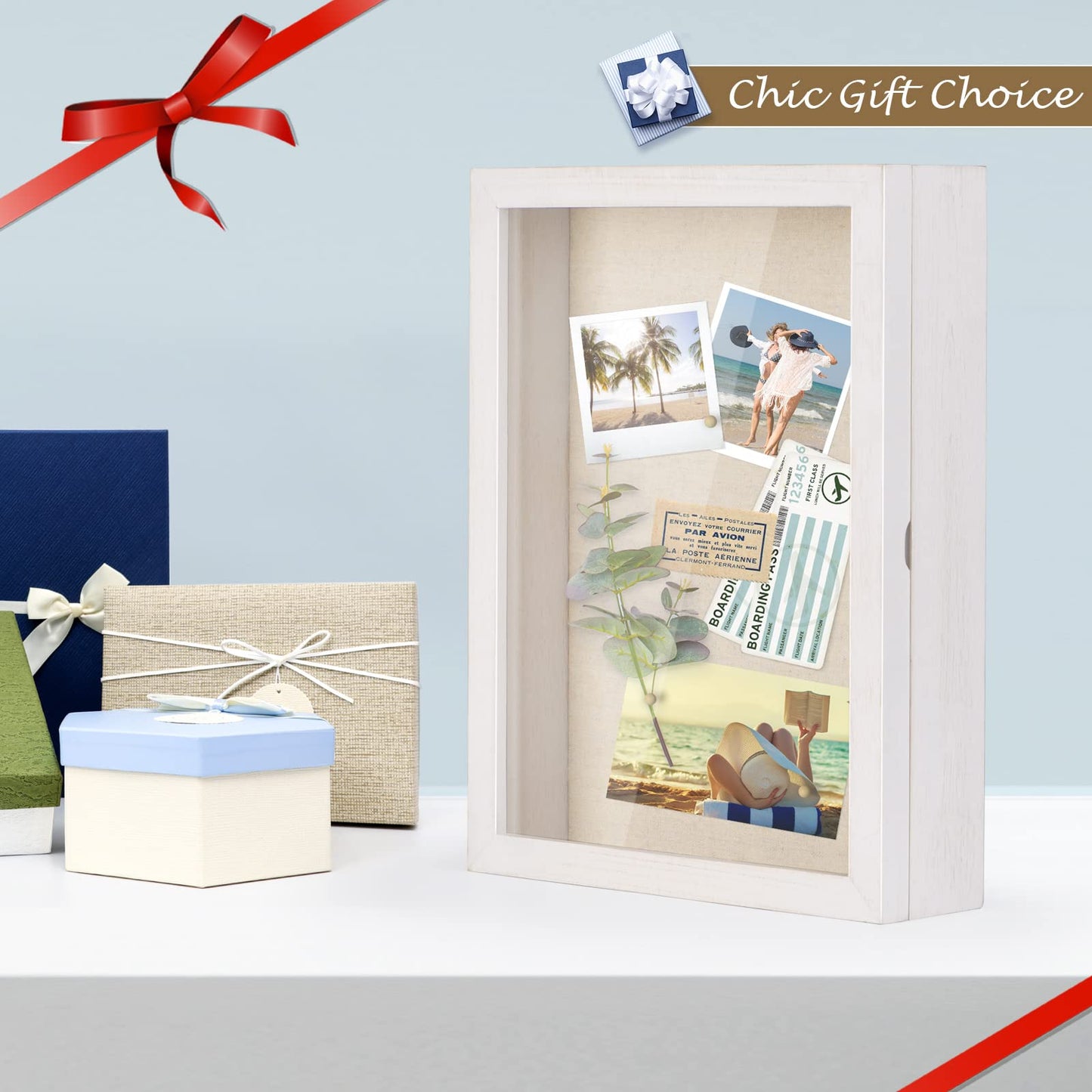 Shadow Box Display Case Picture Frame with Linen Back Wood Carbonized