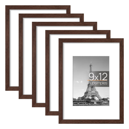 Picture Frame Set of 5, Display Pictures with Mat Without Mat, Wall Gallery Photo Frames