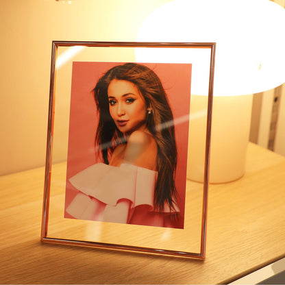 Gold Floating Frame Tabletop Shelf Photo Frames