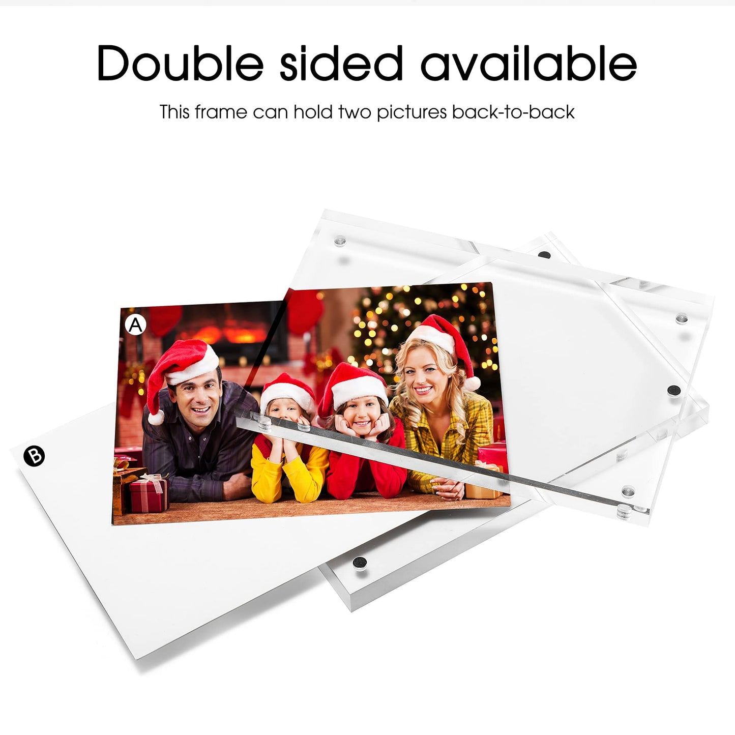 Acrylic Photo Frames Horizontal Magnet Double Sided Photo Frame with Microfiber Cloth, 12 + 12MM Thickness Clear Picture Frame Desktop Display