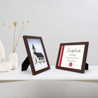 8.5 x 11 Picture Frame with Back Hangers for Wall Display, Easel Stand for Tabletop, for Certificates, Wide Molding