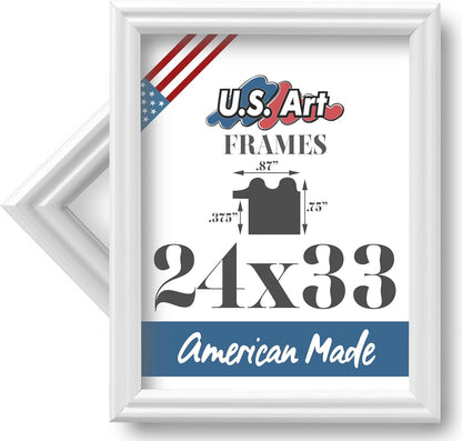 Traditional Style White Thin .75 Inch Wide, Solid Wood, Wall Decor Picture Poster Photo Frame