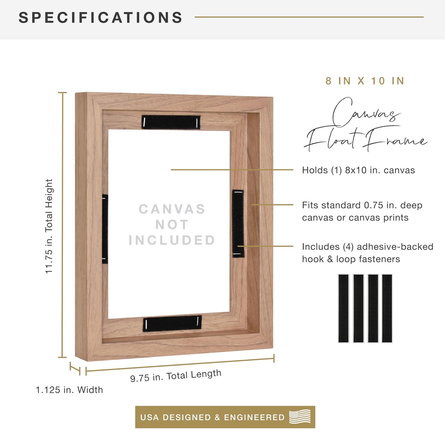 Floating Canvas Frame, Art Frames for Canvas Paintings with Adhesive Fasteners and Hanging Hardware