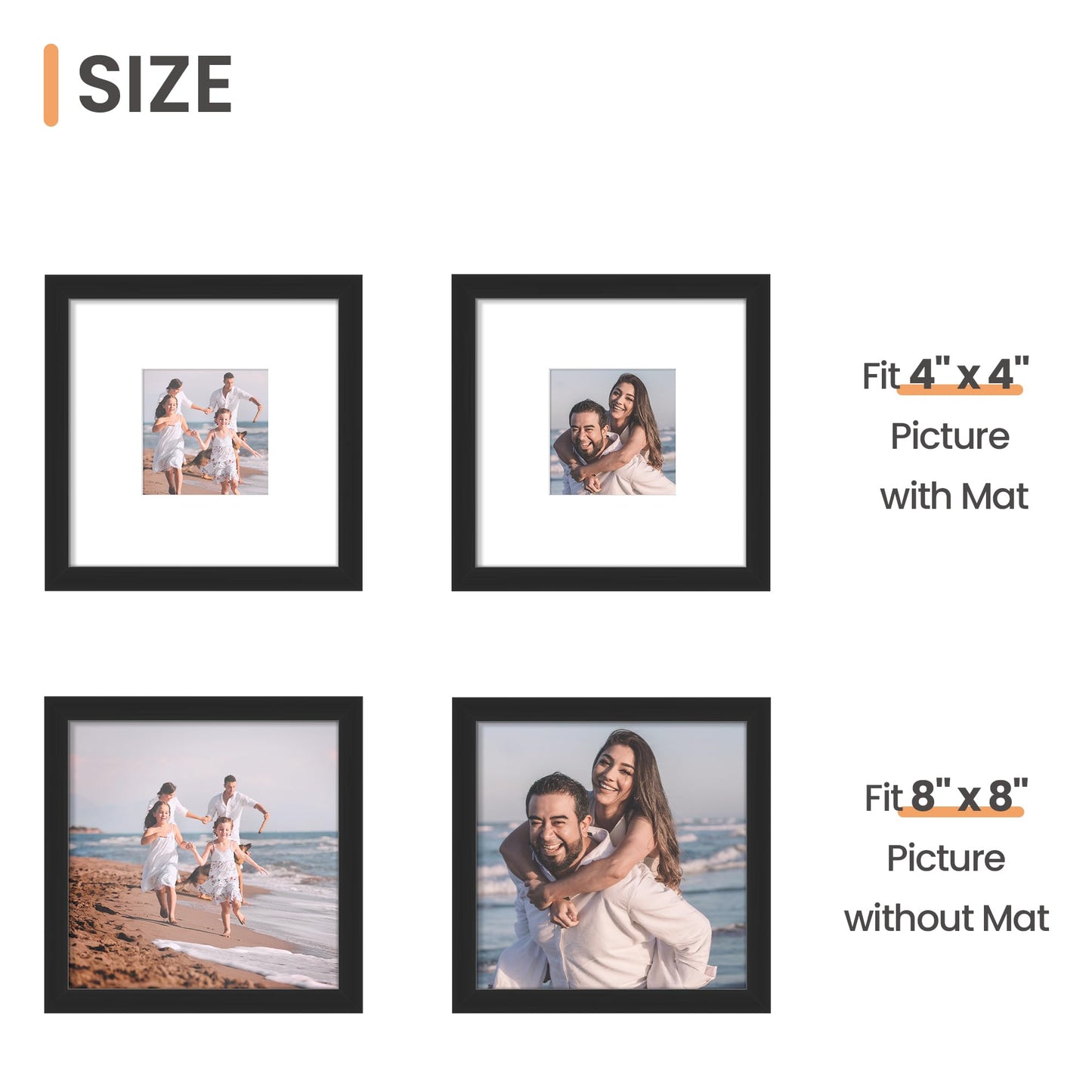 Picture Frame, Display Pictures with Mat or Without Mat, Wall Hanging Photo Frame