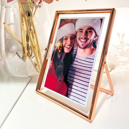 Gold Floating Frame Tabletop Shelf Photo Frames