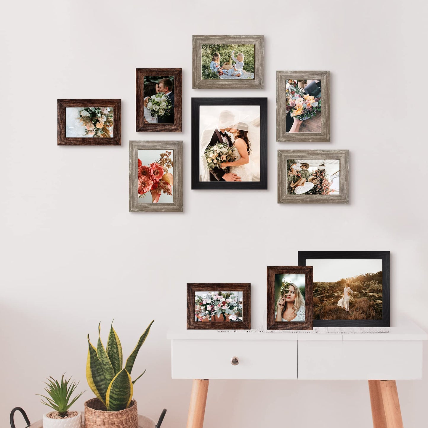 Picture Frame Set 10-Pack, Gallery Wall Frame Collage with 8x10 5x7 4x6 Frames in 3 Different Finishes