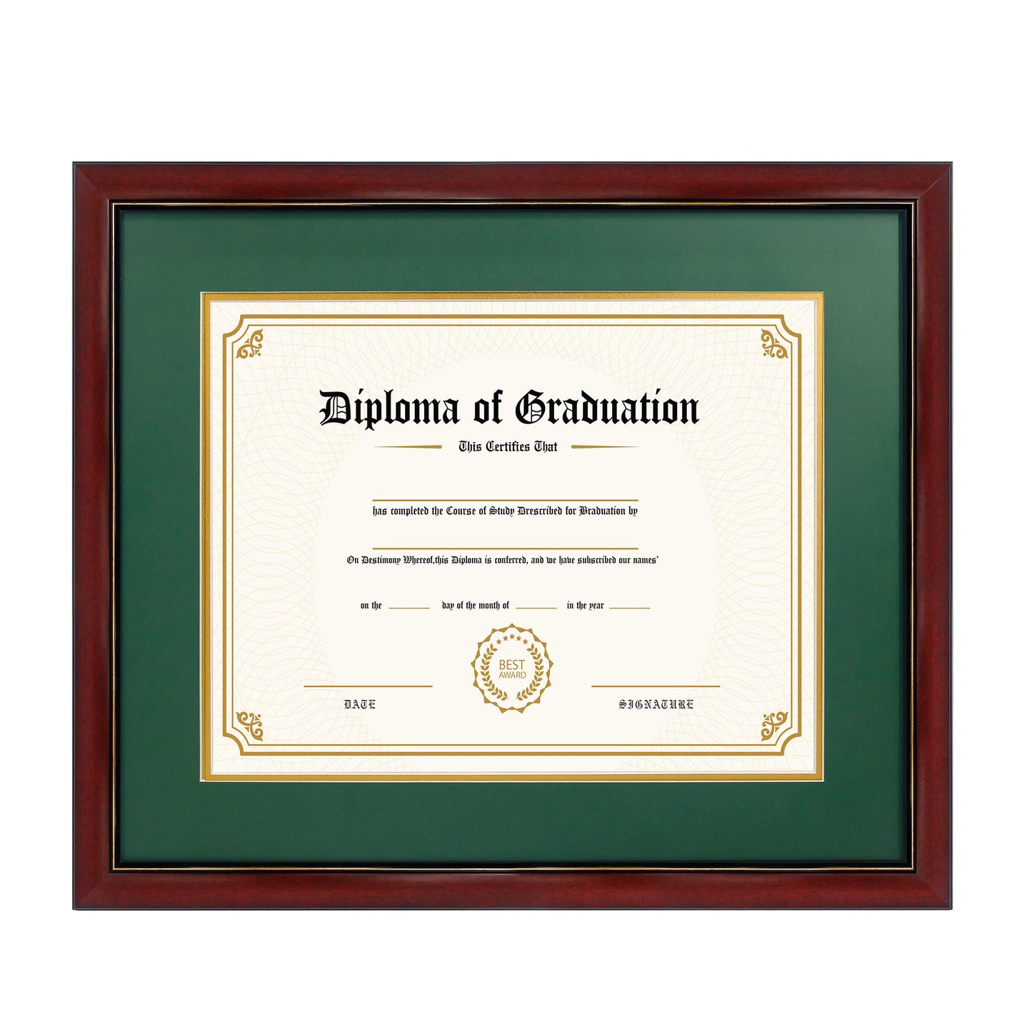 11x14 Diploma Frame 15x18 Certificate without Mat, Solid Wood & UV Protection Acrylic, Cherry Finish