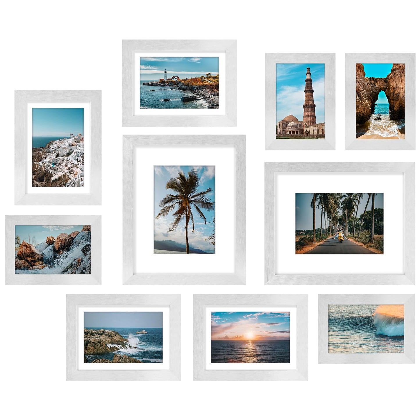 10 Pack Picture Frames Collage Wall Decor, Gallery Frame Set for Wall or Tabletop Display, Two 8x10, Four 5x7, and Four 4x6 Photo Frames