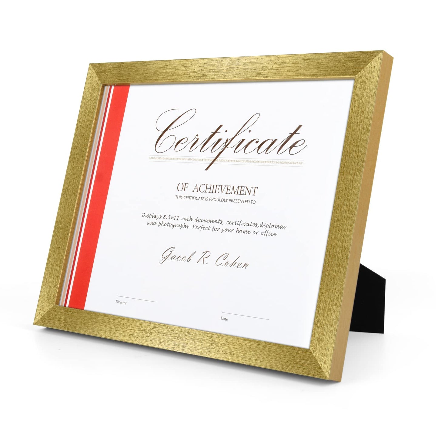 8.5 x 11 Picture Frame with Back Hangers for Wall Display, Easel Stand for Tabletop, for Certificates, Wide Molding