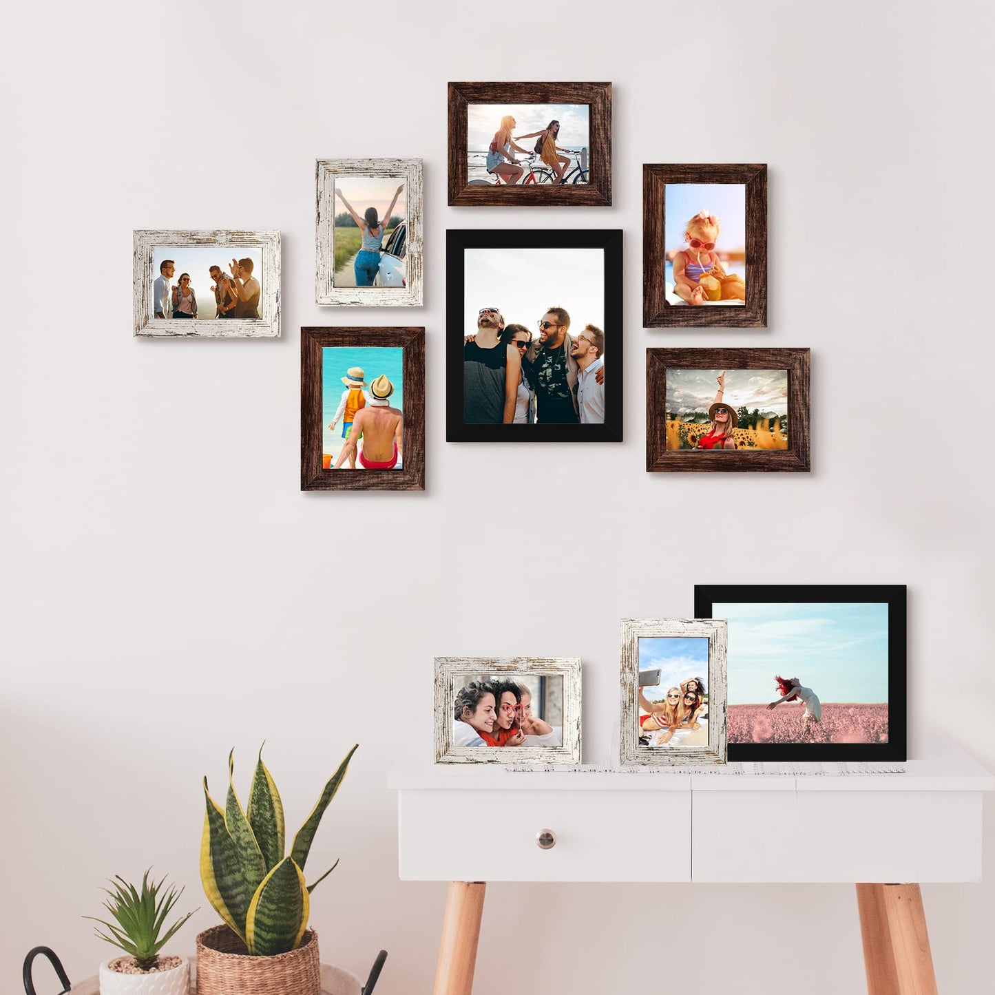 Picture Frame Set 10-Pack, Gallery Wall Frame Collage with 8x10 5x7 4x6 Frames in 3 Different Finishes