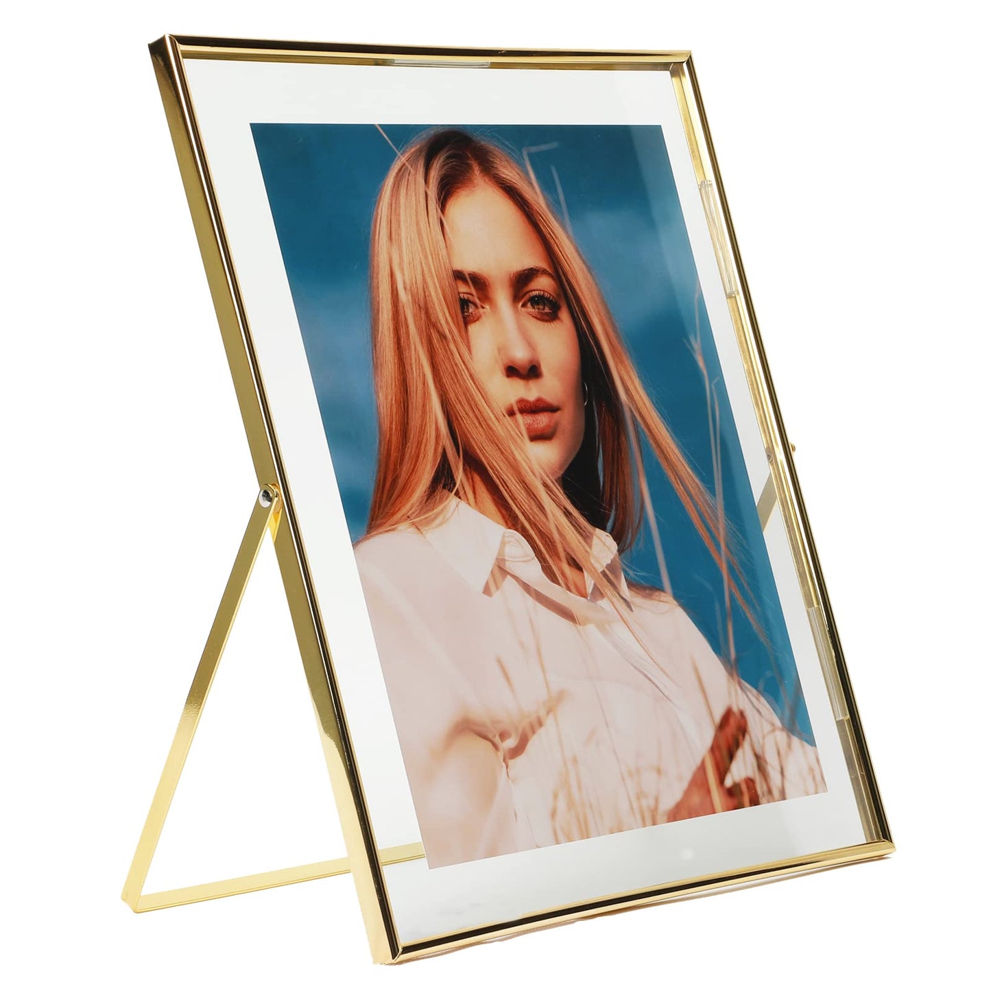 Gold Floating Frame Tabletop Shelf Photo Frames