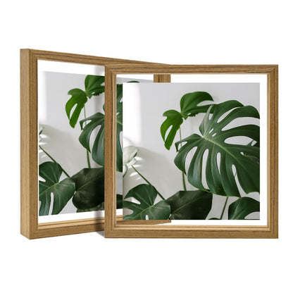 Floating Frames Set of 2, Double Glass Picture Frame, Made of Solid Wood Display Any Size Photo up to 11x14, Wall Mount or Tabletop Standing