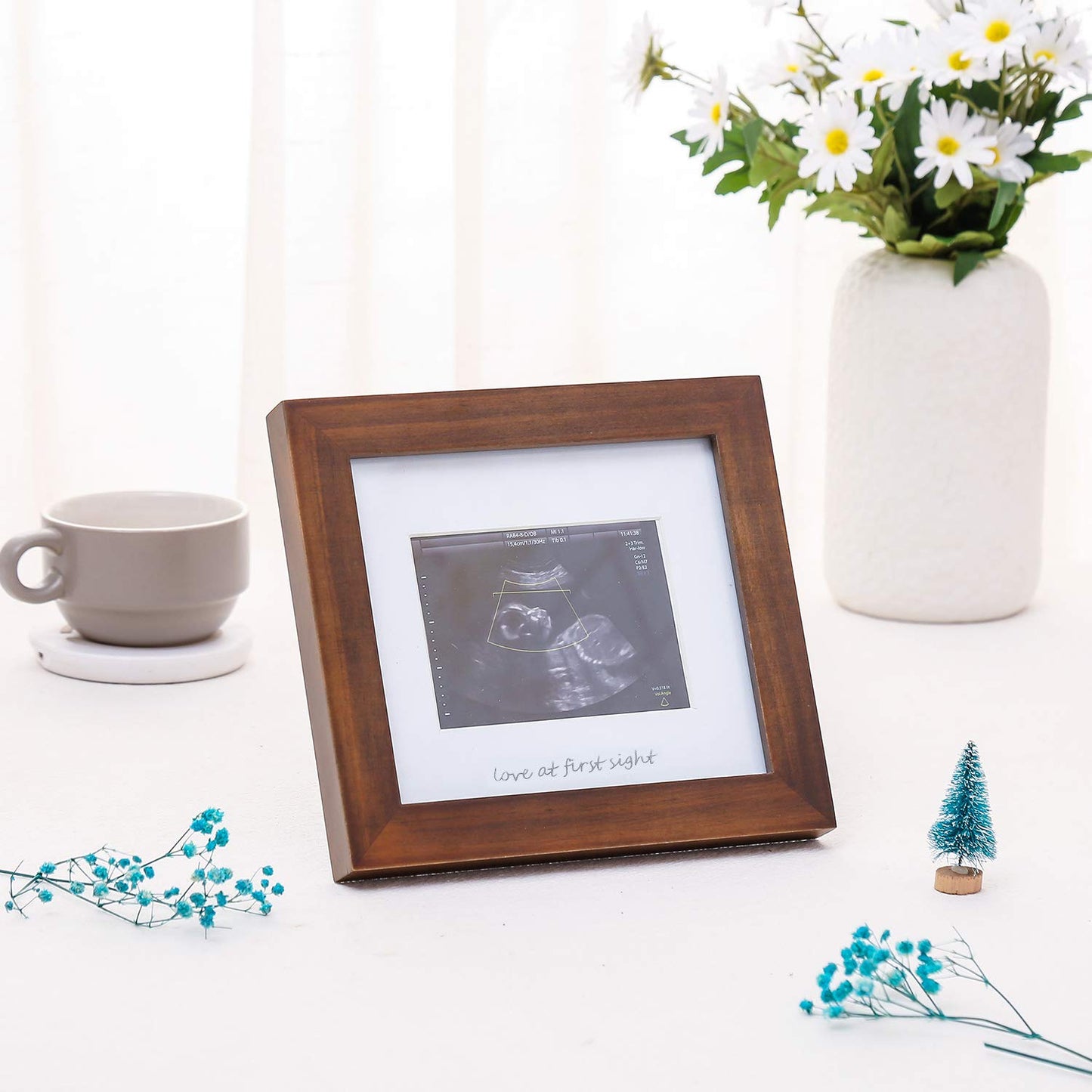 Baby Sonogram Photo Frame - 1st Ultrasound Picture Frame - 7x7 displays 4x3