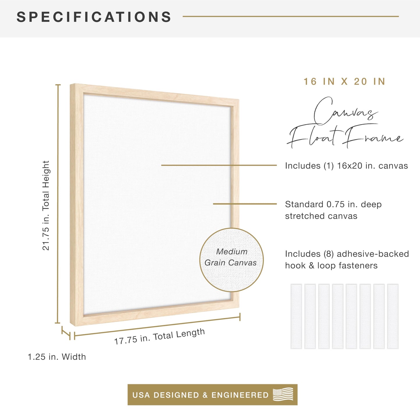 Floating Canvas Frame, Art Frames for Canvas Paintings with Adhesive Fasteners and Hanging Hardware