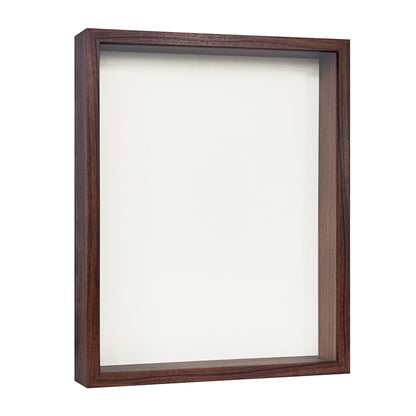 Wooden Shadow Box Frame – Display Case with Soft Felt Back, Memory Box with Tempered Glass, Elegant White Ball Push Pins