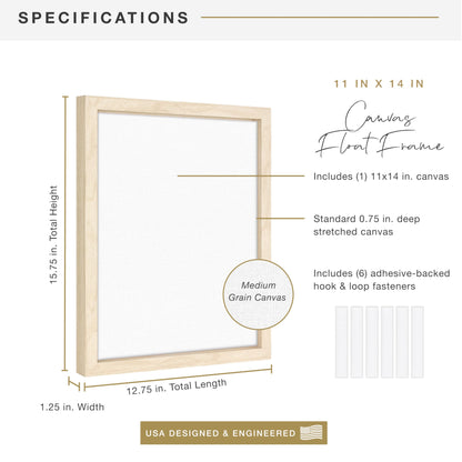 Floating Canvas Frame, Art Frames for Canvas Paintings with Adhesive Fasteners and Hanging Hardware