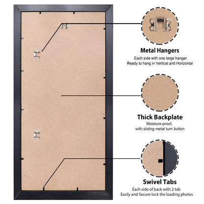 All Sizes Picture Frame, With or Without Mat, Stable and Sturdy Frame and Polished Plexiglass, Horizontal and Vertical Hanging