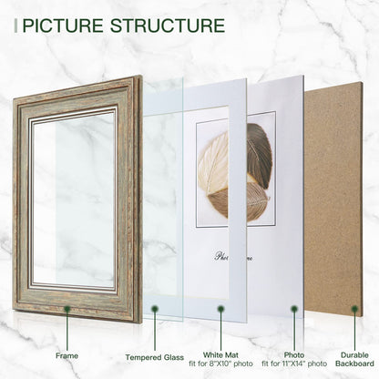 3 Pack Picture Frames Farmhouse Rustic Vintage Distressed Wood Grain Photo Frame with Tempered Glass for Table Top Display and Wall Hanging