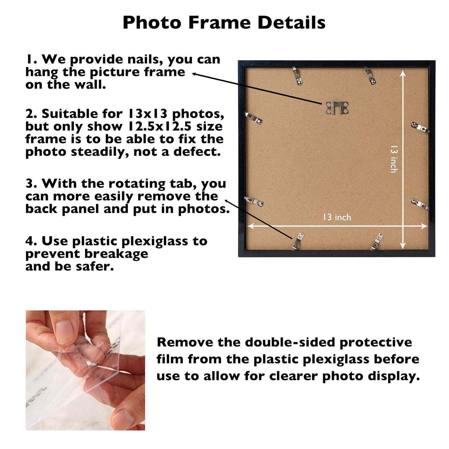 Picture Frame for Certificate Poster and Photo, Horizontal and Vertical Formats for Wall Hanging or Tabletop, Shatter Resistant Plexiglass