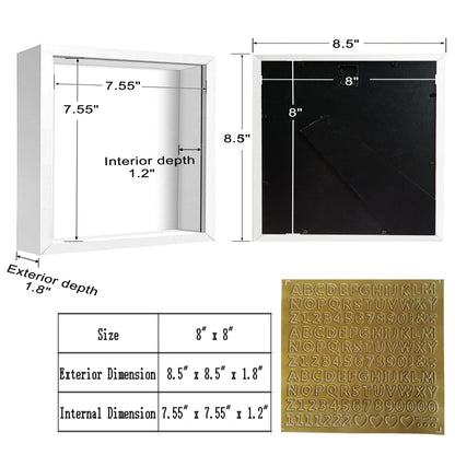 Shadow Box Frame Display Case with Letter Stickers, 3D Picture Frame, Display Case Box for Memorabilia, Baby Items, Wedding Memories, Crafts, Tickets and Photos