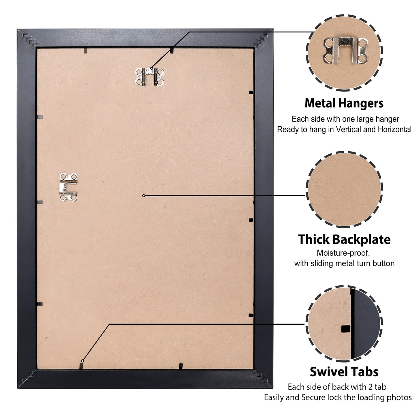 All Sizes Picture Frame, With or Without Mat, Stable and Sturdy Frame and Polished Plexiglass, Horizontal and Vertical Hanging