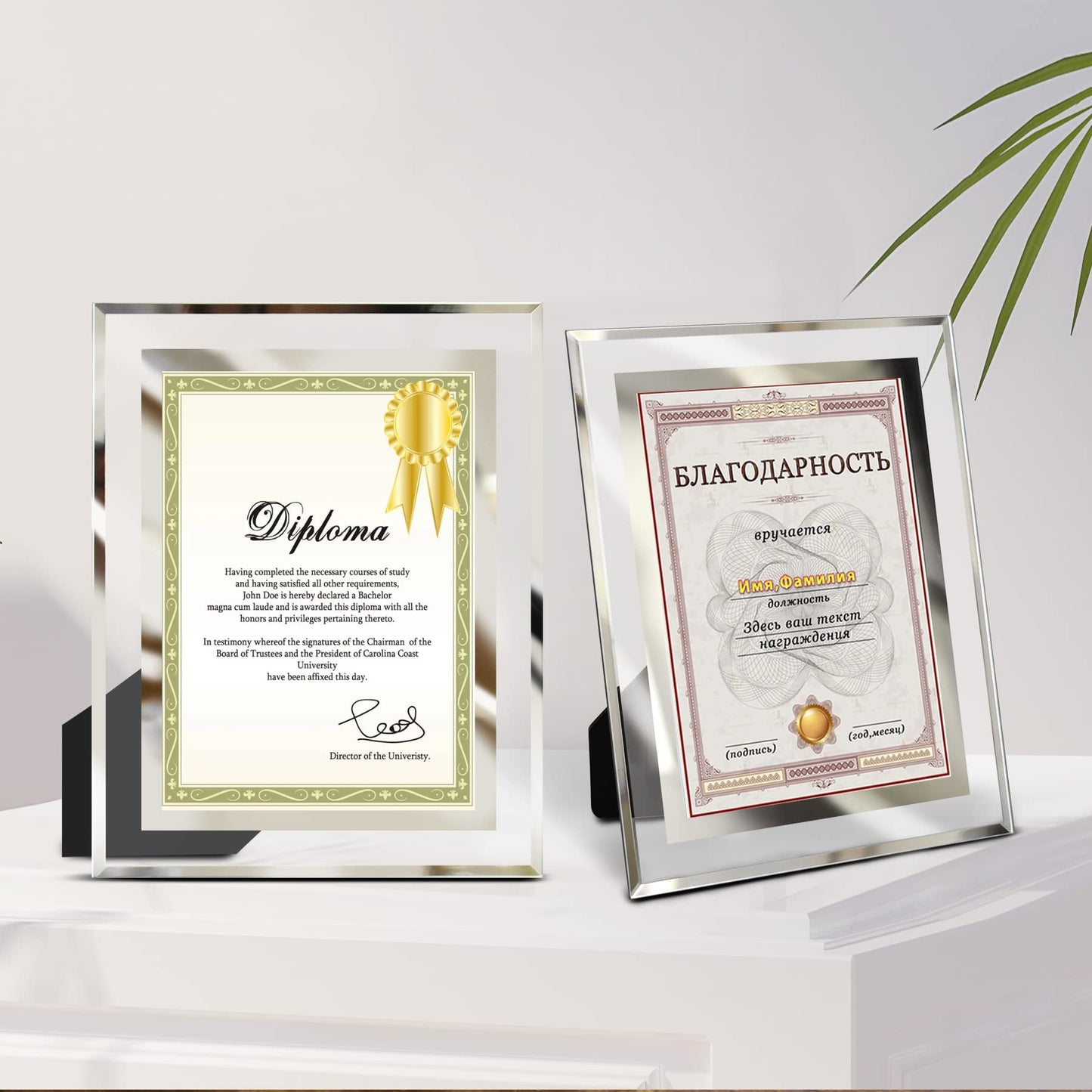 8.5x11 Picture Frame Glass Certificate Document Frame for Tabletop Display