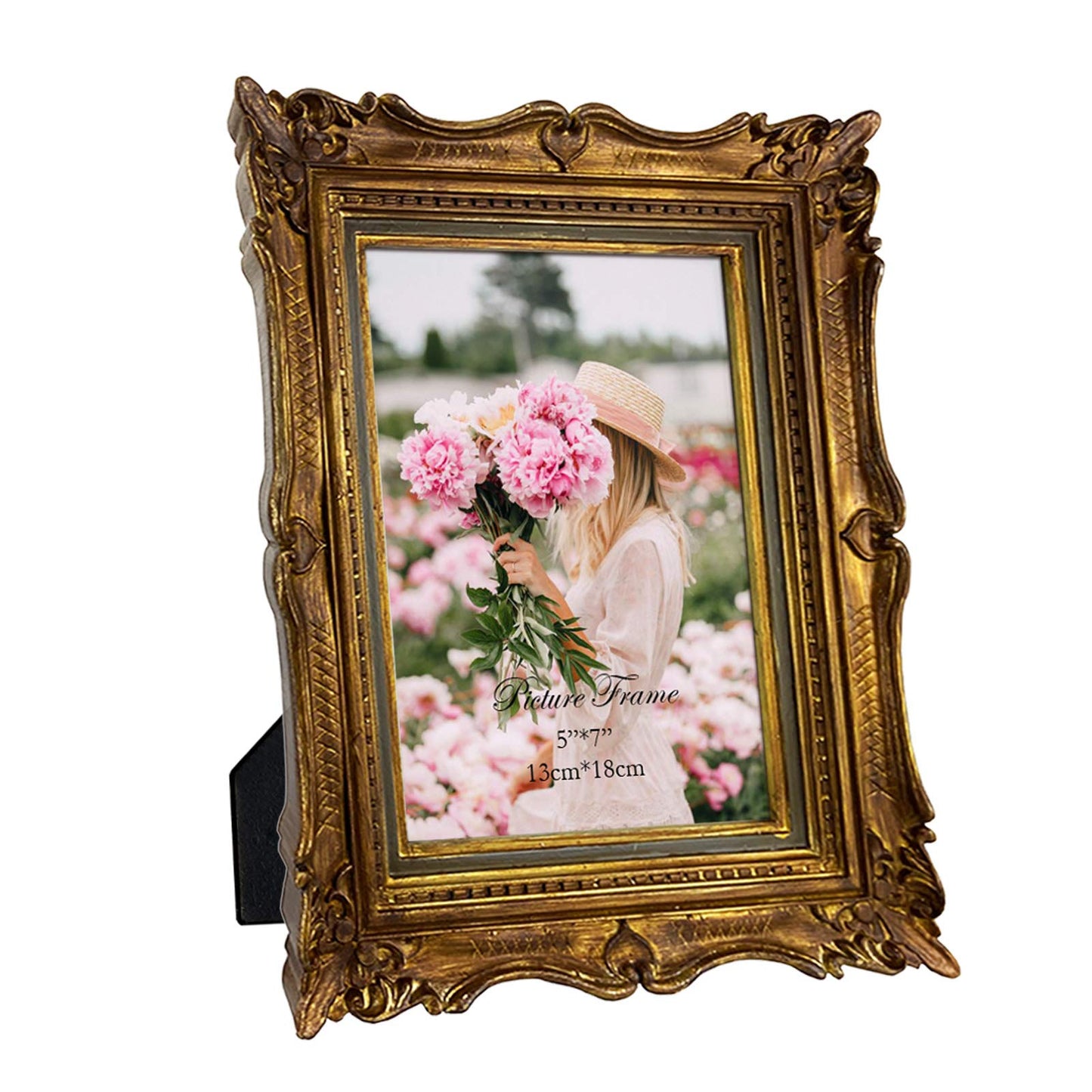 Vintage Bronze Gold Picture Frame, Ornate Antique Picture Frame for Wedding, Retro Photo Frame Displays Horizontally or Vertically On Tabletop