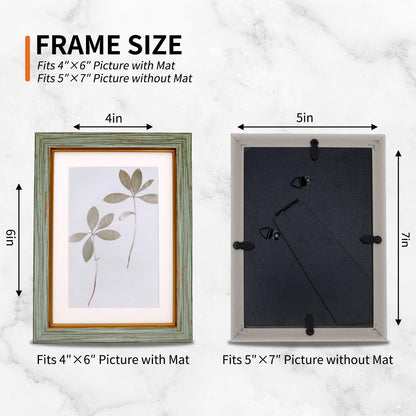 5×7 Picture Frame Set of 5,Vintage Photo Frame, Rustic Retro Picture Frame with Tempered Glass, Walls and Tabletop Placement