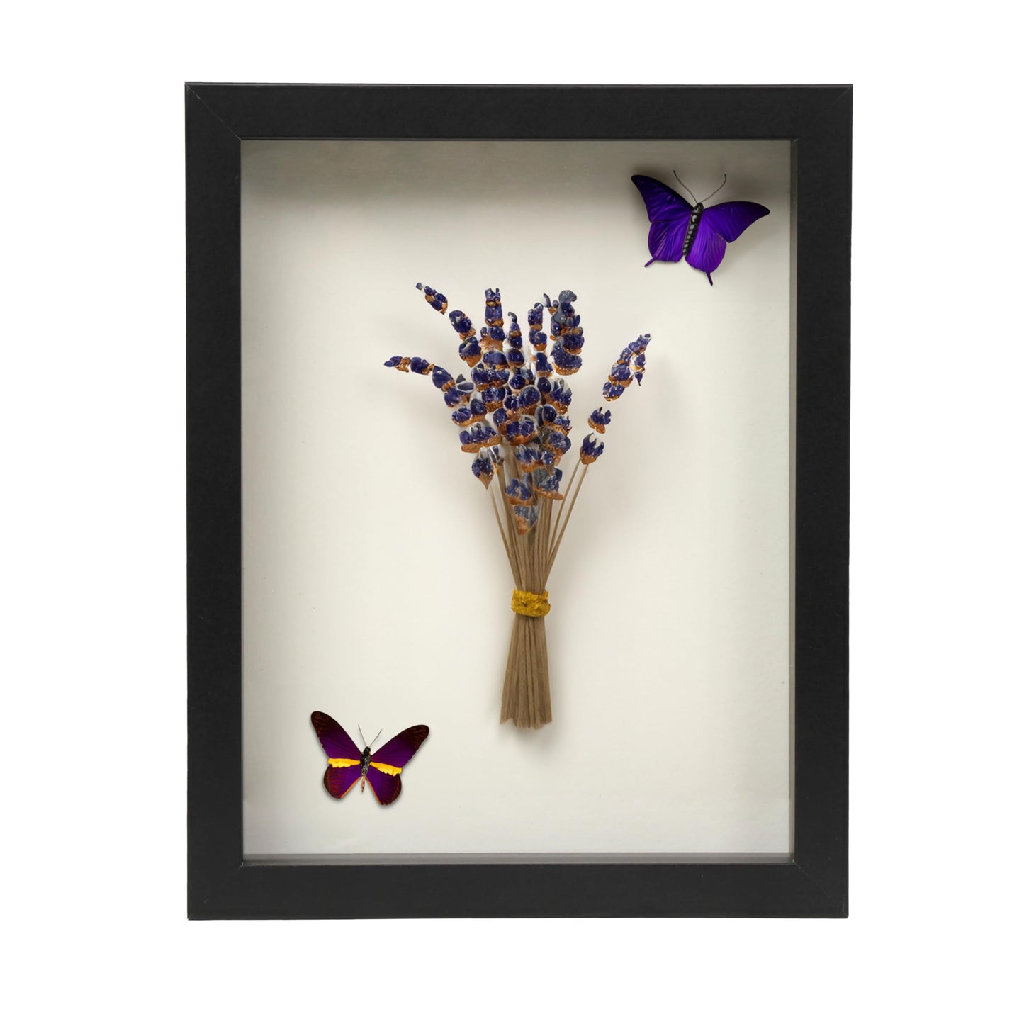 Wooden Shadow Box Frame – Display Case with Soft Felt Back, Memory Box with Tempered Glass, Elegant White Ball Push Pins