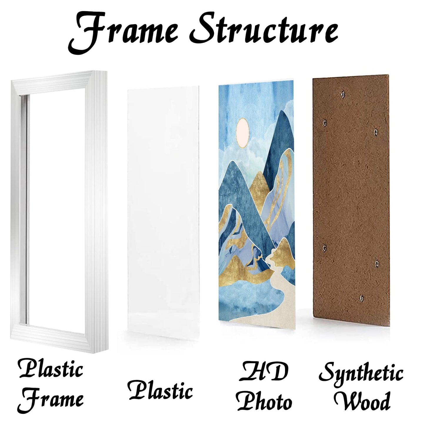 Picture Frame for Photo Poster Canvas Certificate Document Display Horizontally or Vertically High Transparent Wall Gallery