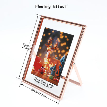 Gold Floating Frame Tabletop Shelf Photo Frames