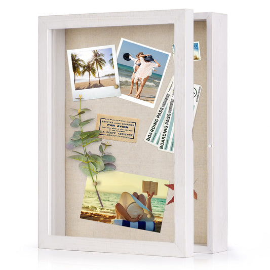 Shadow Box Display Case Picture Frame with Linen Back Wood Carbonized