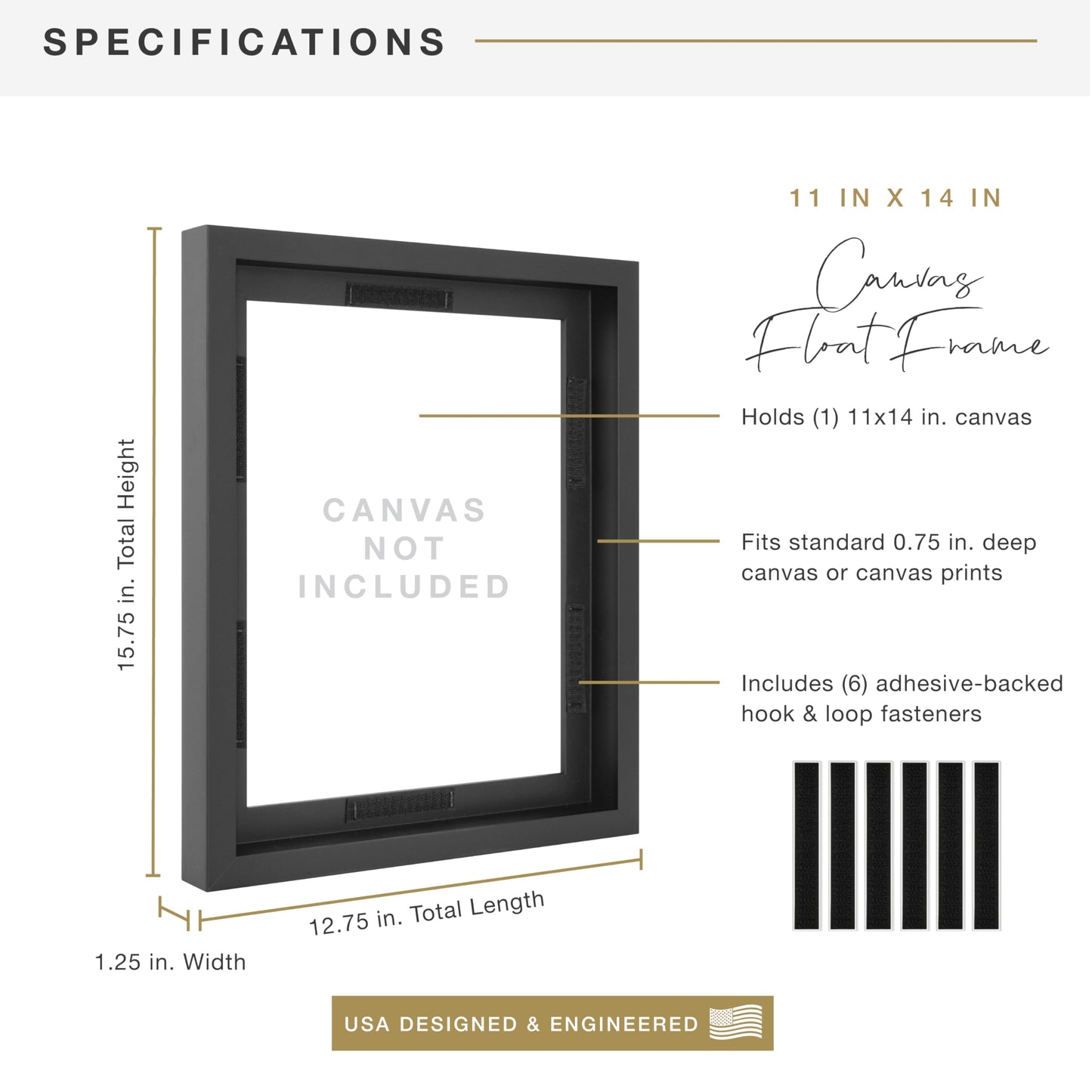 Floating Canvas Frame, Art Frames for Canvas Paintings with Adhesive Fasteners and Hanging Hardware