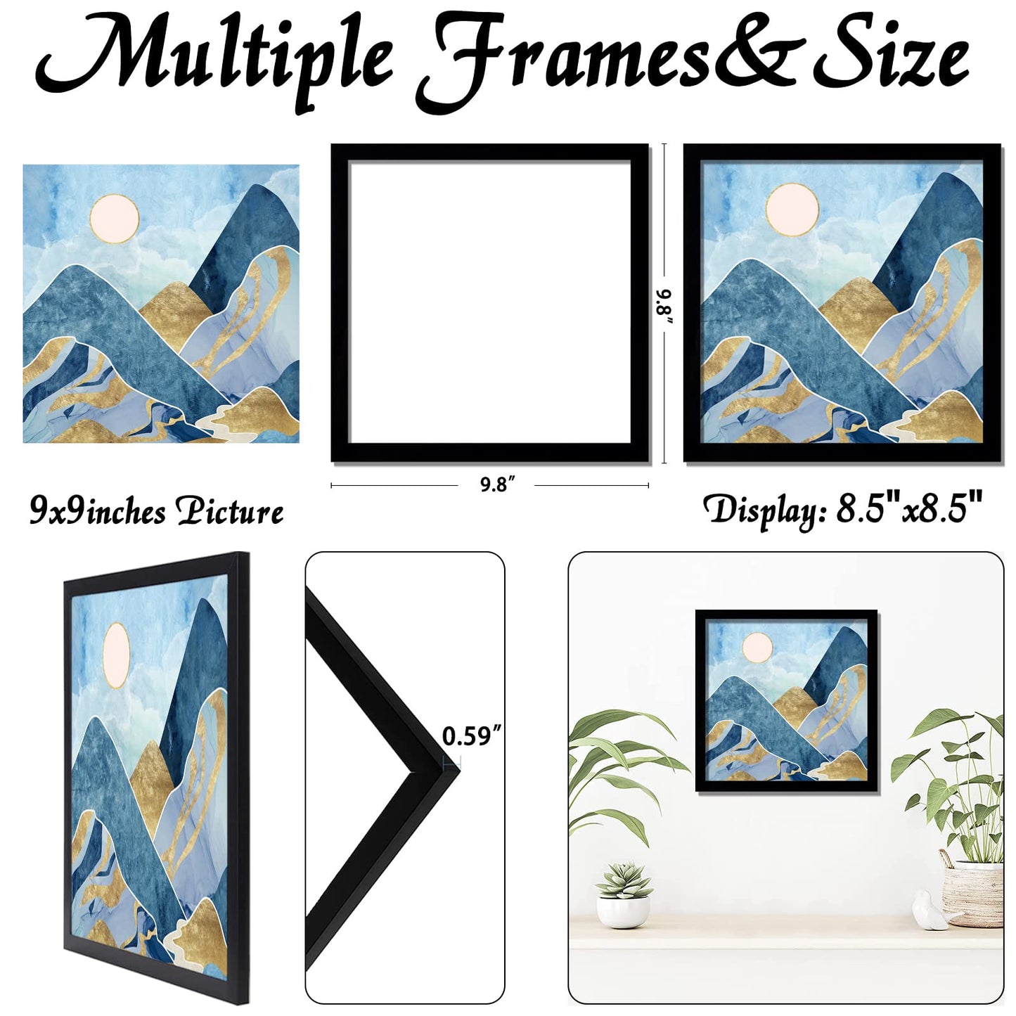 Picture Frame for Photo Poster Canvas Certificate Document Display Horizontally or Vertically High Transparent Wall Gallery