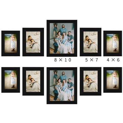 Picture Frame Set 10-Pack, Gallery Wall Frame Collage with 8x10 5x7 4x6 Frames in 3 Different Finishes