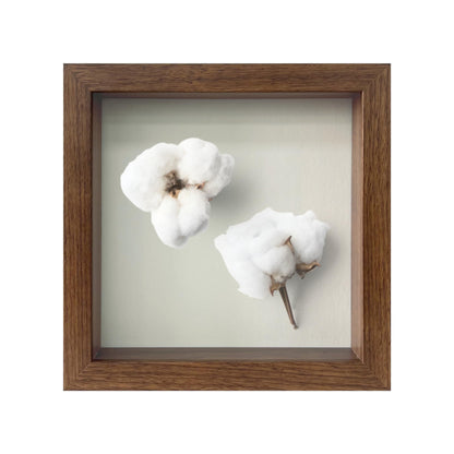 Wooden Shadow Box Frame – Display Case with Soft Felt Back, Memory Box with Tempered Glass, Elegant White Ball Push Pins