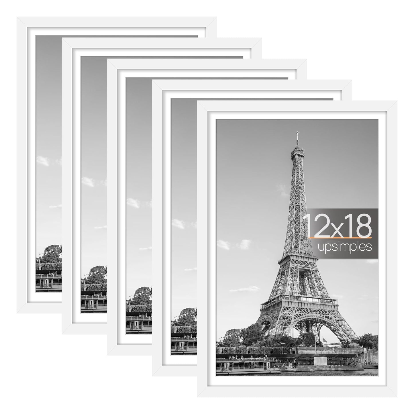 Picture Frame Set of 5, Display Pictures with Mat Without Mat, Wall Gallery Photo Frames