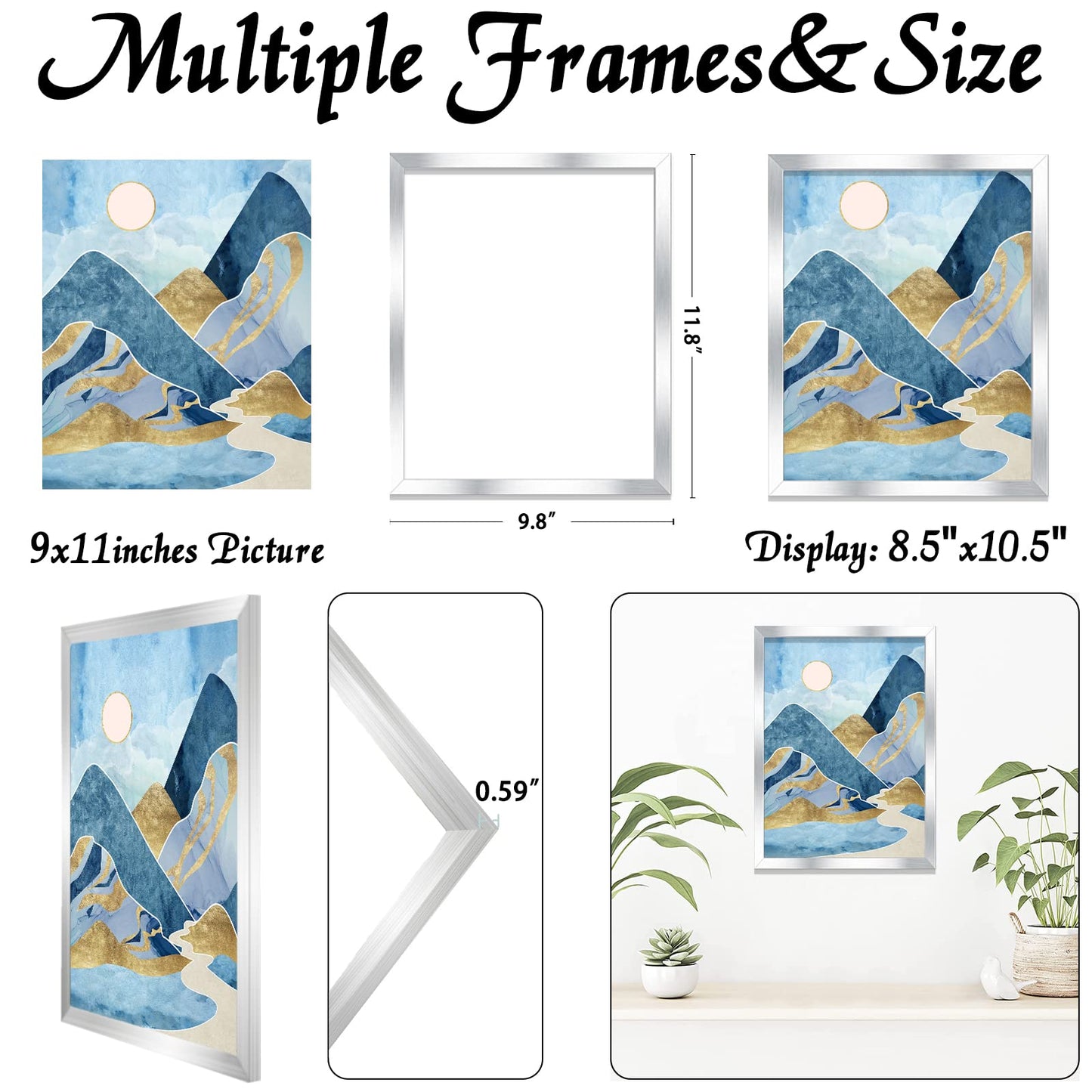 Picture Frame for Photo Poster Canvas Certificate Document Display Horizontally or Vertically High Transparent Wall Gallery