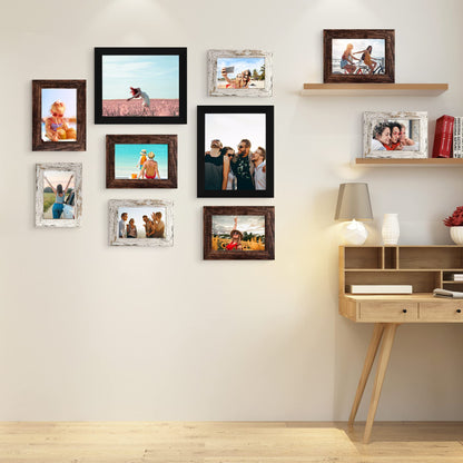 Picture Frame Set 10-Pack, Gallery Wall Frame Collage with 8x10 5x7 4x6 Frames in 3 Different Finishes