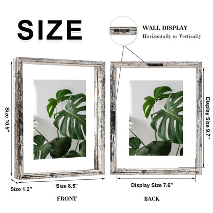 Floating Frames Set of 2, Double Glass Picture Frame, Made of Solid Wood Display Any Size Photo up to 11x14, Wall Mount or Tabletop Standing